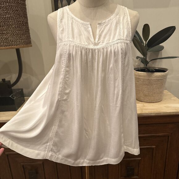 Lucky Brand Sz Large novelty Blouse Tank Top Embroidered Edwardian Babydoll New - Picture 3 of 8